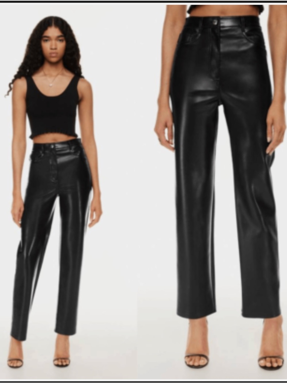 Wilfred Black Faux Leather Straight-Leg Pants